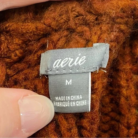 Aerie Open Back Cozy Orange/Brown Knit Sweater - Picture 6 of 6